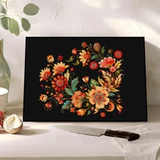 Khokhloma Tampered Glass Cutting Board, Хохлома Russian Cheese Charcuterie Tray