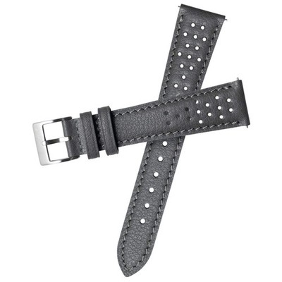 Xeric 20mm Italian Gray Perforated Leather Strap Silver Buckle