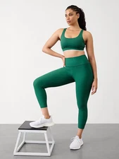 Athleta L LARGE Interval Stash High Rise 7/8 Tight Leggings, Trillium Green Run
