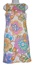 Talbots Women's Floral Dress Pink Blue Orange Size 6 Lined Casual Sheath USA