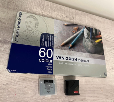 60 Color Pencil Set Van Gogh (Japan Import) + Derwent sharpener + FC eraser!
