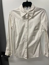 Ladies Gap White Long Sleeve Button Up Shirt - Size M