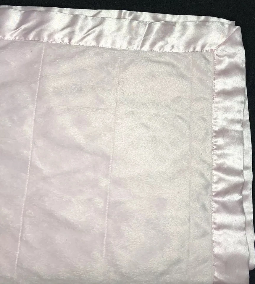 Starting Out Baby Blanket Pink Minky Raised Dots Satin Quilted Squares 27 By 40” - Image 3 of 4