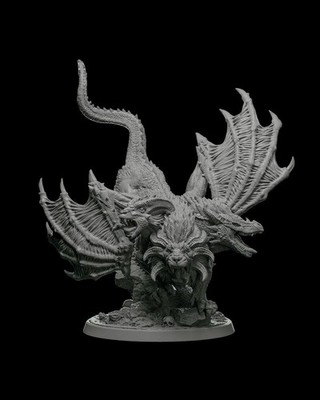 Chimera Dragon Miniature 32mm   Resin 3D Printed Fantasy Dragon Display Unpaint