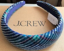  NEW Women's J.Crew Factory Sequin Tartan Puff Headband - Size: OS One Size 