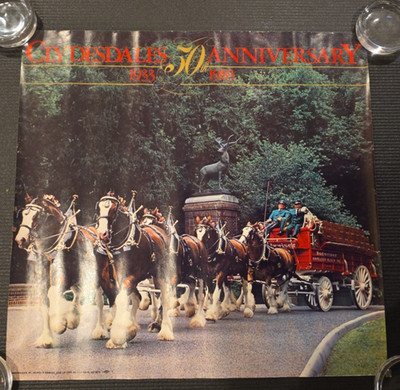1983 Budweiser Clydesdales 50th Anniversary Poster Anheuser Busch 17x17