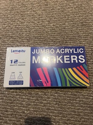 Lemeitu Jumbo Acrylic Markers 12 Color Graffiti Markers New Sealed