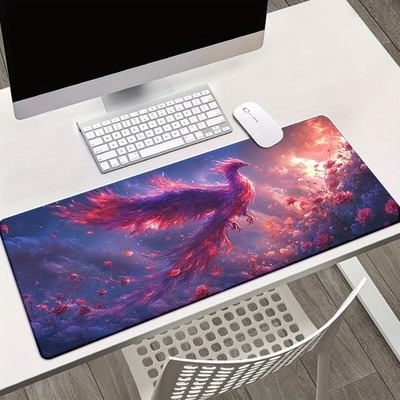 40*90cm1pc Phoenix Pattern HD Printed Desk Pad, XXL Gaming Mouse Mat with Keyboa