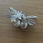 Faux Pearl Silver Tone Burst Swirl Pin Broach — photo 8