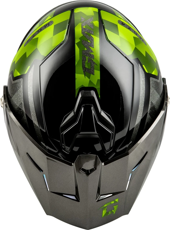 GMAX MD-74 Striker Modular Helmet Black/Silver/Green Large M17411066 - Image 3 of 4