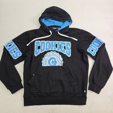 Cookies Double Up Black Blue Fleece Hoodie Mens Sz M Sweatshirt Stitched Logo