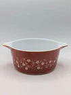 Vtg Pyrex Trailing Flowers Rust #474-B Casserole Dish Bowl 9" No Lid