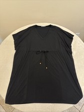 CALVIN K. Womans Solid Black WAIST CINCH Short Sleeve STRETCH Dress Size 4