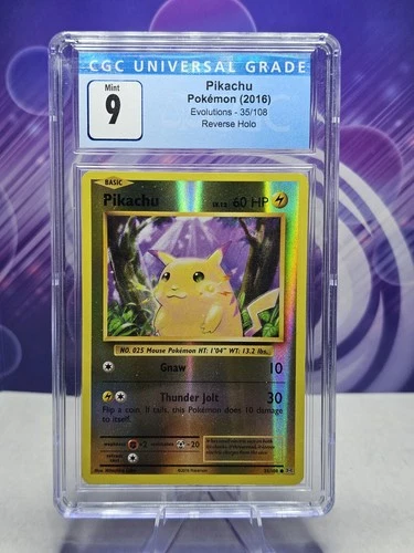 CGC 9 MINT Pikachu Pokémon Evolutions 35/108 Reverse Holo 2016 Blue Label