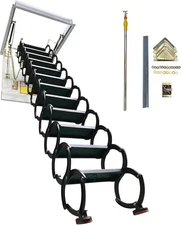 9.84Ft Attic Ladder, Pull Down Ceiling Stairs, 27.56x35.43in Folding Loft Stairs