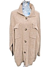 Mode Fashion NEU Beige Kuschel Woll Strick Jacke Mantel Taschen 44 46 48 50  