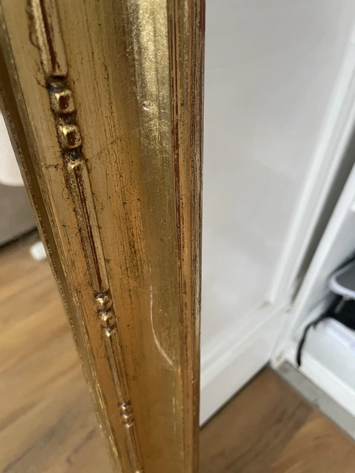 Louis XVI Style Gold Wood Wall Mirror Antique Style Mirror - Image 2 of 4