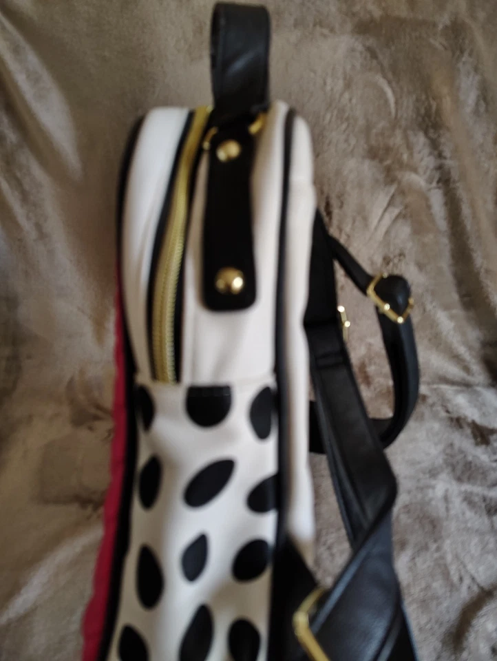 Betsey Johnson Pink Black & White Polka Dot Backpack Purse 10"X12" - Image 2 of 4