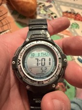 Casio Twin Sensor Digital Watch Men Black 200M Compass Thermometer New Battery