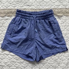 Athleta Girl Shorts Girls Size S/7 Blue Print Zip Pockets 2.5 Inseam