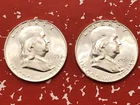 1954 And 1955 Franklin Half Dollars BU 90% Silver NICE COINS