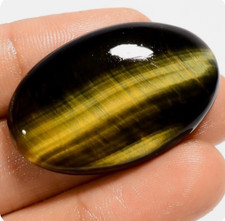 100 Natural Blue Tiger Eye Oval Shape Cabochon Gemstone 44 Ct 36X23X6mm A-35870