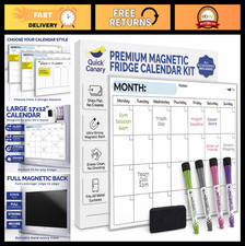 Magnetic Dry Erase Calendar for Refrigerator - 17x12 Stain-Resistant Whiteboard