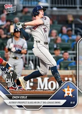 2025 Topps Now 698 Zach Cole Houston Astros Call Up RC 1st HR on 1st Swing