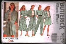 5375 Vintage Butterick Sewing Pattern Misses 1990s Jacket Split Skirt Pants Top