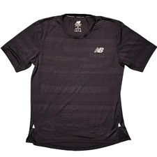 New Balance Q Speed Jacquard Running Shirt Mens Size M Charcoal Gray Crew Neck