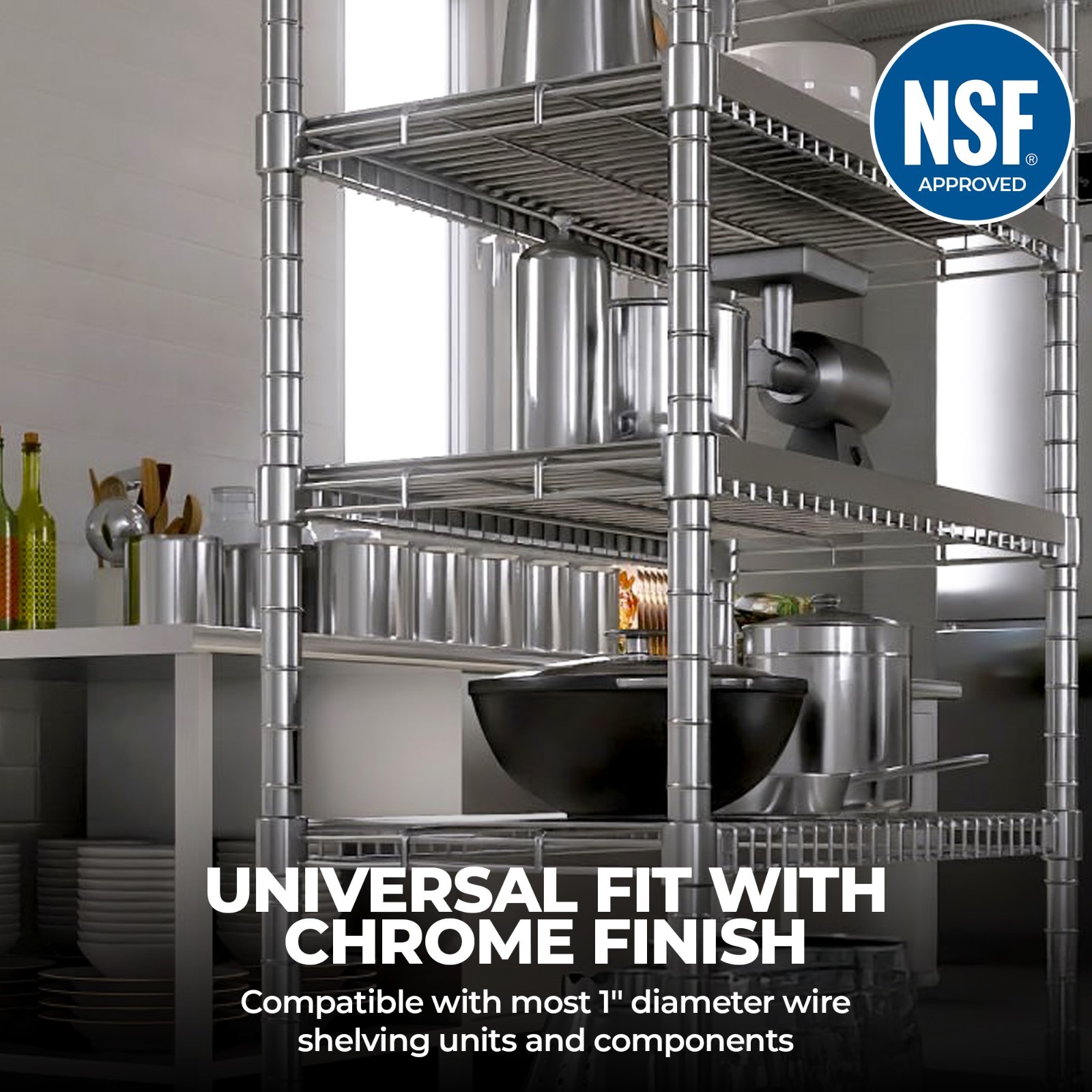 Wire Shelf Posts Commercial Chrome Wire Shelving Posts - Set of 4 Poles - NSF | eBay