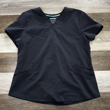 Scrubstar Ultimate Scrub Top Sz Large Gray V-Neck Stretch Medical Nursing Vet