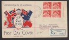 Australia 1950 Registered FDC Cover Lonsdale ST VIC Label 21/2d Stamp KGVI Block