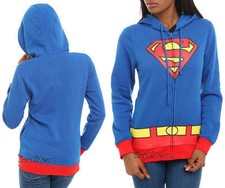 DC Comics Superman Supergirl Hoodie Hoody Hooded Sweatshirt LOGO Adult M L