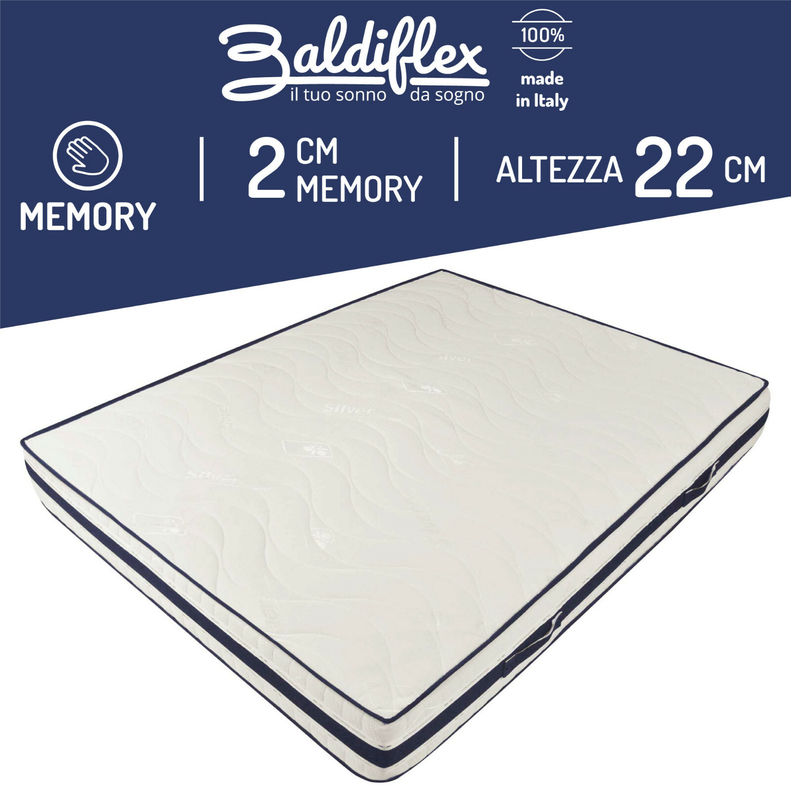 Matelas 160x200 mémoire de forme 22 cm Triomphe pour lit deux places