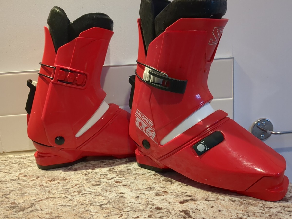 Vintage SALOMON SX 61 Red Size 330-335 Made France Rear Entry Ski
