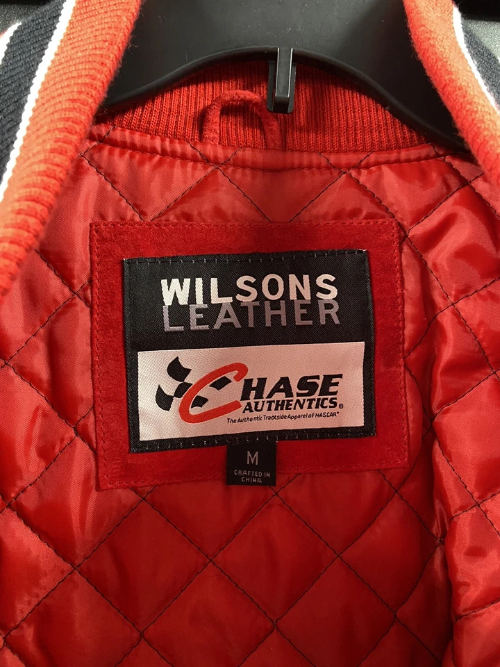 NASCAR Chase Auténtico Dale Earnhardt Jr. Chaqueta de carreras de cuero Wilson talla M Foto 3 de 4