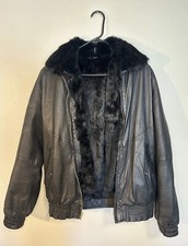 Vintage Wilson  s Black Leather Jacket With Removable Fur Vest