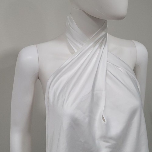 NEU OHNE ETIKETT SHOW ME Your MuMu Jasmin Neckholder Minikleid in Elfenbein Luxus Satin Gr. S - Bild 4 von 11