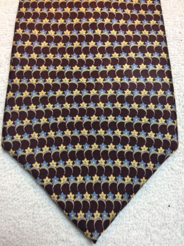 NAUTICA MENS TIE BURGUNDY WITH BLUE AND YELLOW 4 X 60