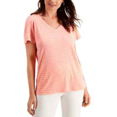 ID Ideology Shadow-Stripe short sleeve T-Shirt peach Small