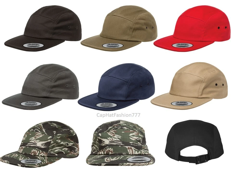 Yupoong 7005 Plain 5 Panel Jockey Camper Cap Flat Low Profile Hat Cap | eBay