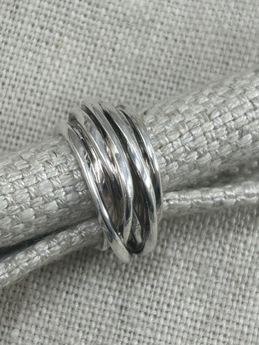 VINTAGE 1990s silver wide multi band ring size O 925 - Picture 3 of 22