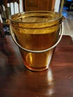 VINTAGE Amber DEPRESSION  GLASS ICE BUCKET  with NICKEL HANDLE