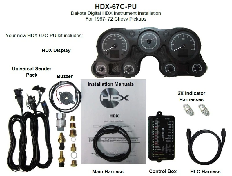 Dakota Digital 1967-72 Chevy GMC Pickup Truck Analog Gauge System HDX-67C-PU-S - Imagem 4 de 4
