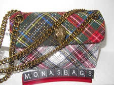 Kurt Geiger New Mini Kensington Plaid Fabric With Crystals Crossbody Bag NWT$195