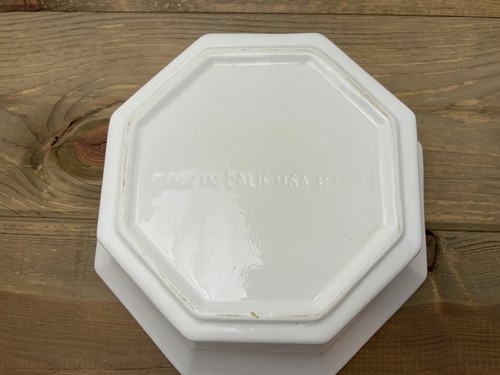 Piatto/ciotola vintage MCM coperto bianco ottagonale California 109 USA ottimo - Foto 3 di 12