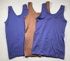 Lot of 3 Stretch Tank Tops Women's Small Brown Blue Essential Tank Layering