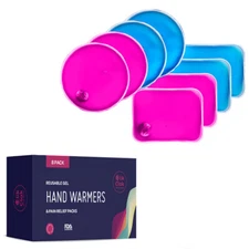 8 Reusable Instant Heat Gel Packs Hand Warmers, Joint Pain Relief Pink & Blue