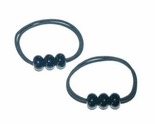 Women Ponytail Holder Black Elastic Band Girls Hair Tie with Moveable Ball Beads